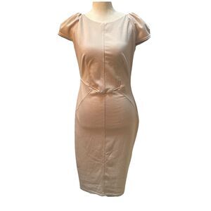 Closet London Dress Sz 6 Basque V Waist Puff Sleeve Pencil Bodycon Midi Downtown